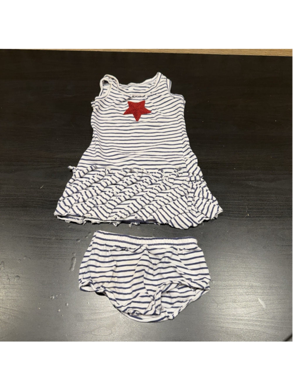 Koala Kids Infant Girls Size 18M Patriotic Striped Dress Red Sequins Dress READ